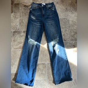 Insane Jeans, ripped knees, wide leg.